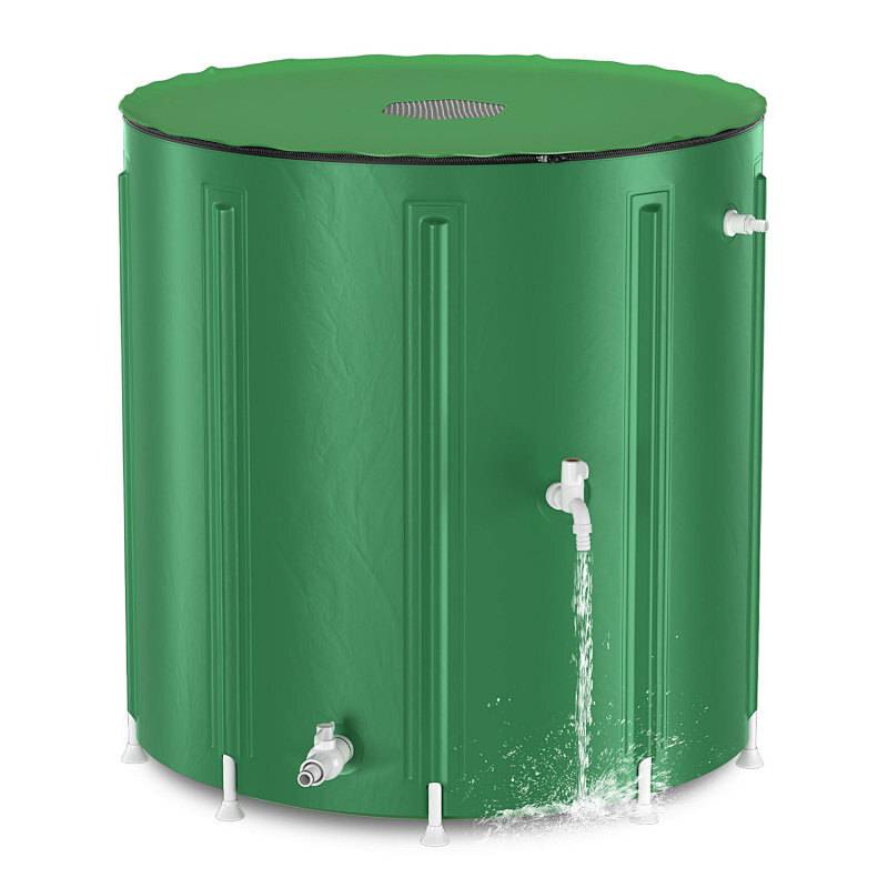 750L Regentonne Faltbar Grün mit Hahn – Regenwassertonne Regenfass Wassertank PVC Regenwasserspeicher