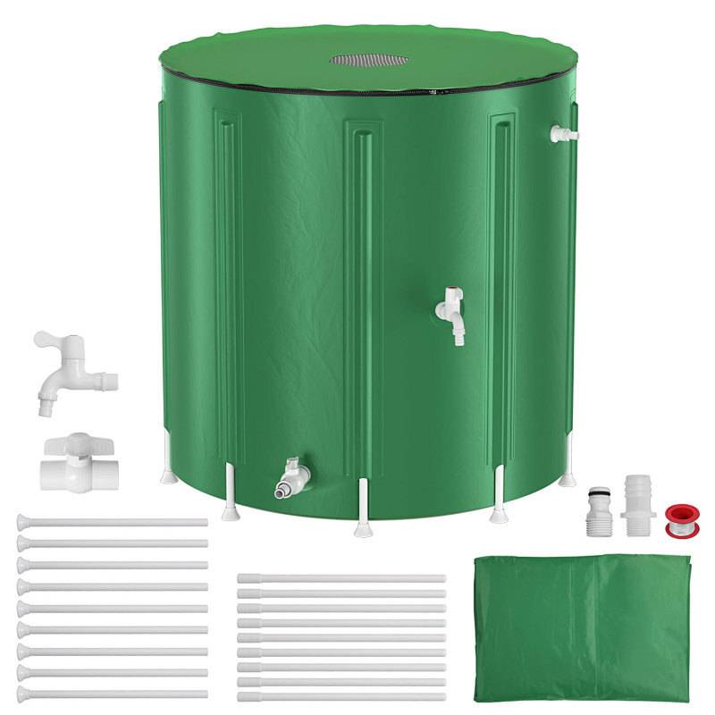 750L Regentonne Faltbar Grün mit Hahn – Regenwassertonne Regenfass Wassertank PVC Regenwasserspeicher