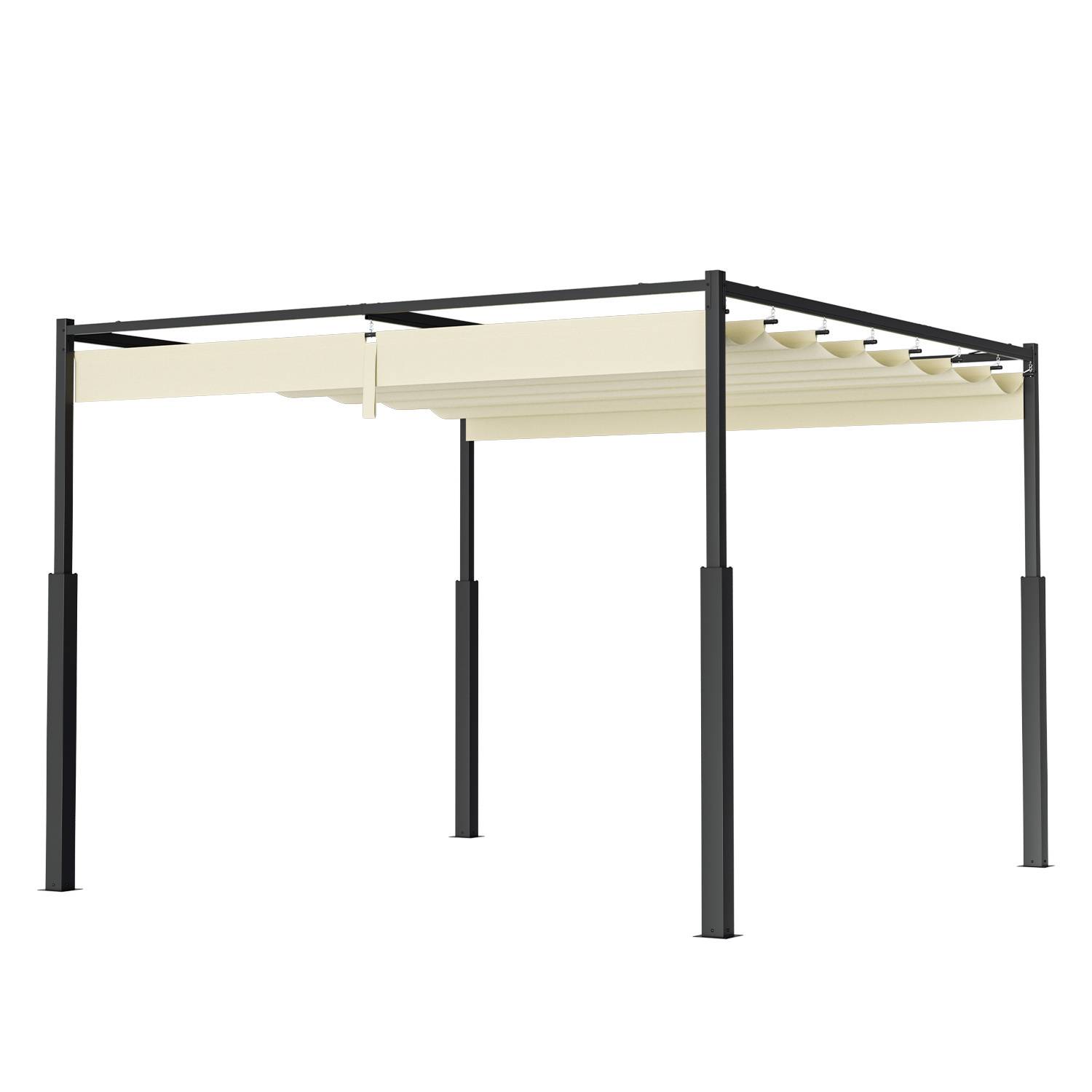 Pergola 3 x 3 m Wasserdicht Stabil Winterfest, Garten Pavillon mit Sonnenschutz uberdachung, UV-Schutz, Beige