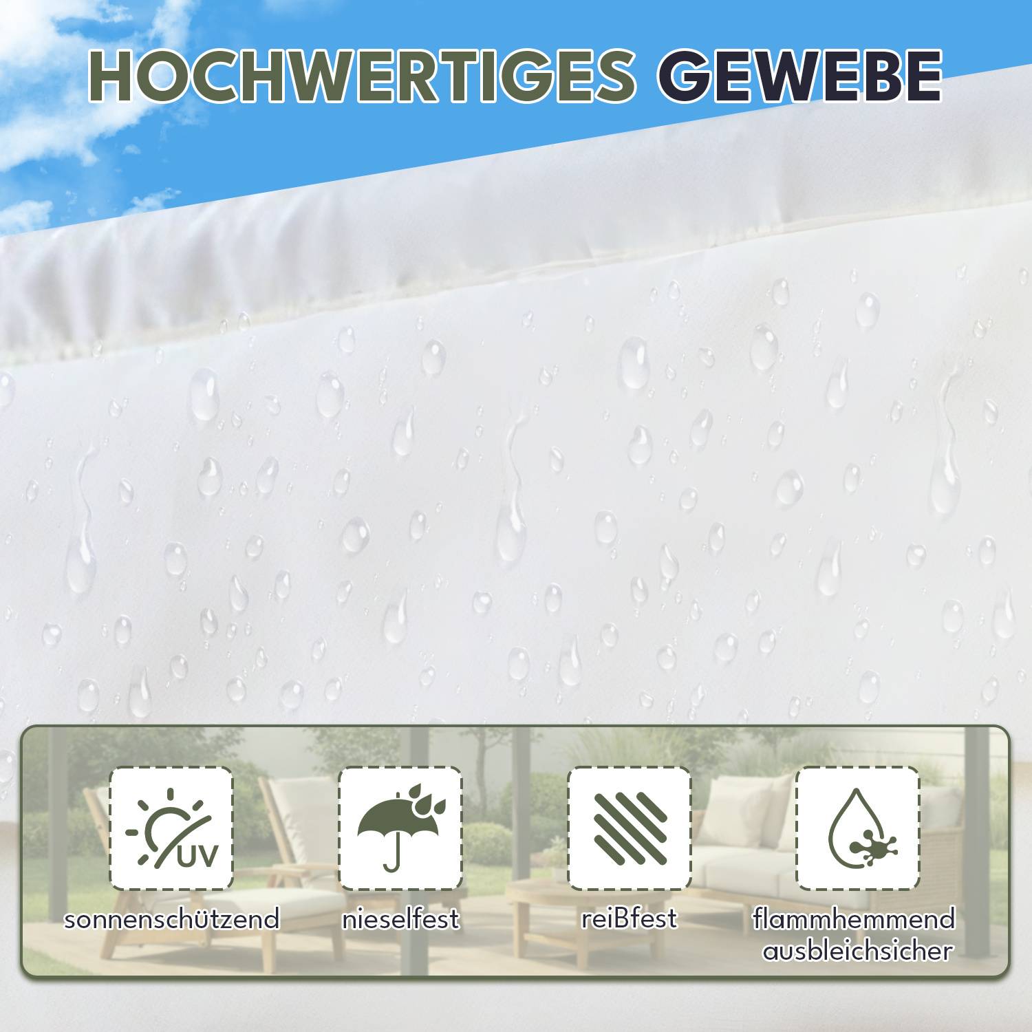 Pergola 3 x 3 m Wasserdicht Stabil Winterfest, Garten Pavillon mit Sonnenschutz uberdachung, UV-Schutz, Beige