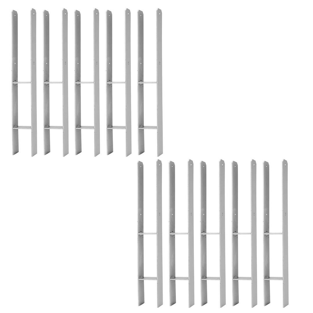 Pfostenanker Set 10 Stk für Holzpfosten, 600 mm, 81 mm Stabile H Anker Pfostenträger für Zaun, Pergola, Carport und Gartenbau