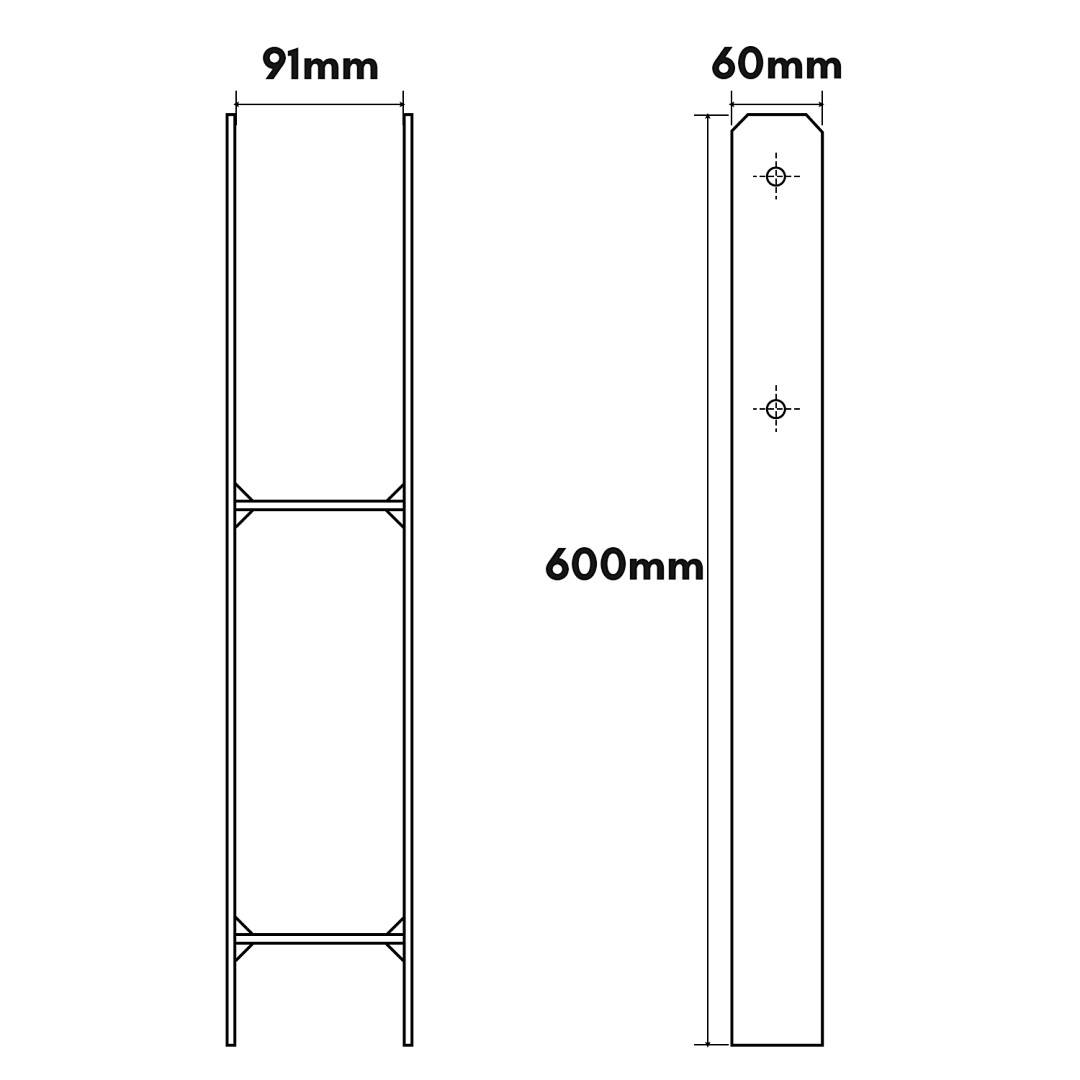Pfostenanker H-Anker Set 12 Stk, 600 mm, 91 mm Stabile Bodenverankerung für Zaun, Pergola, Carport und Gartenbau