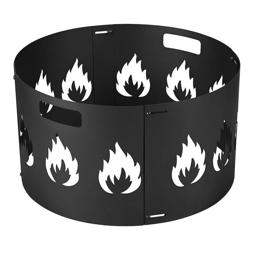 Funkenschutz, schwarzer, zusammensetzbarer Feuerschutz für Feuerstellen, Durchmesser 70–75 cm, verstellbar