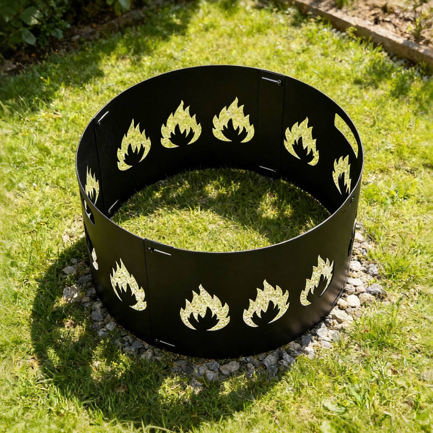 Funkenschutz, schwarzer, zusammensetzbarer Feuerschutz für Feuerstellen, Durchmesser 70–75 cm, verstellbar