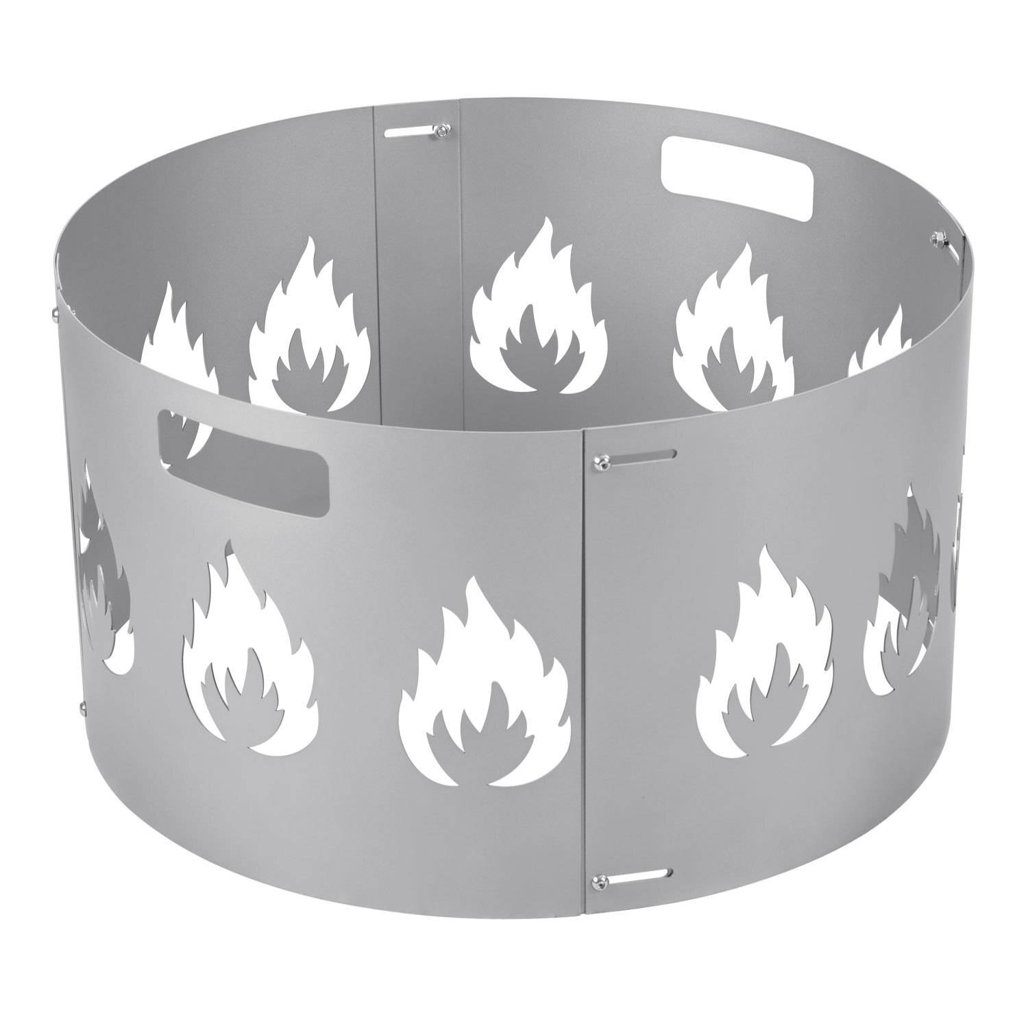 Funkenschutz, silberfarbene, zusammensetzbare Feuerschale mit Brandschutzhaube, Durchmesser 55–60 cm, verstellbar