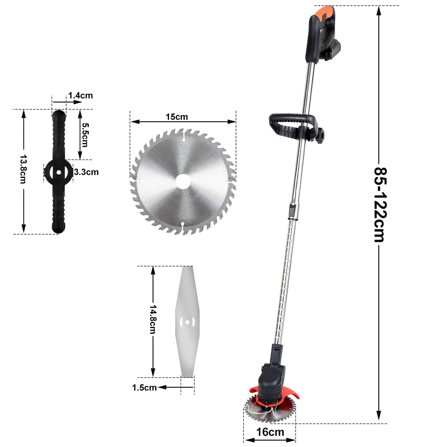 Akku-Rasentrimmer, Rasenkantenschneider (inkl. 2X 1.5Ah Akkus und Ladegerät), 2-in-1 Funktion Rasentrimmer, 18.000 U/min, 24V, Kantenschneider