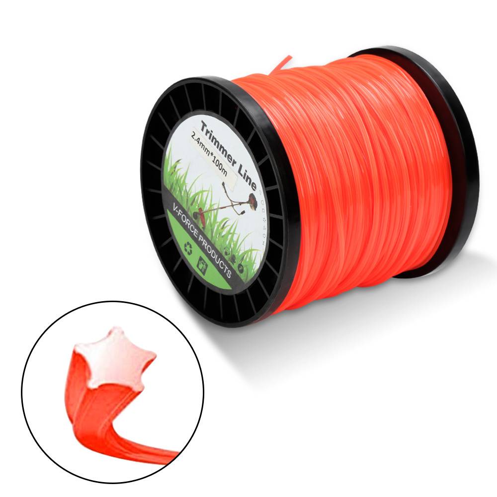 Mähfaden 100M Rund/Stern/6-skant Trimmerfäden Ersatz 2,4mm Orange