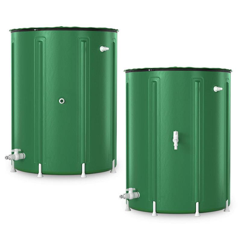 380L Regentonne Faltbar Grün mit Wasserhahn – Regenwassertonne Regenfass Wassertank PVC Regenwasserspeicher
