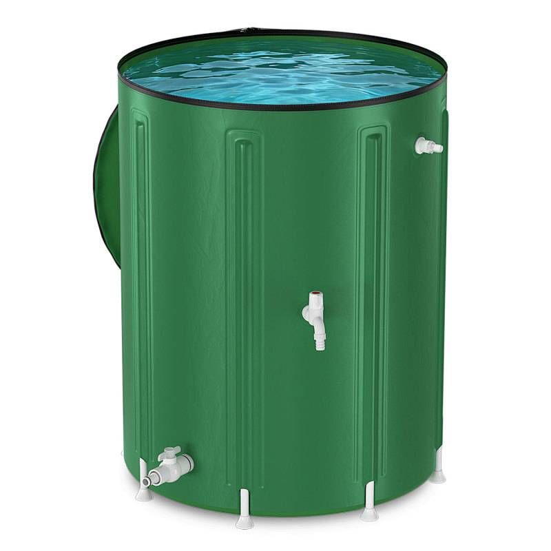 500L Regentonne Faltbar Grün mit Hahn – Regenwassertonne Regenfass Wassertank PVC Wasserspeicher für Garten