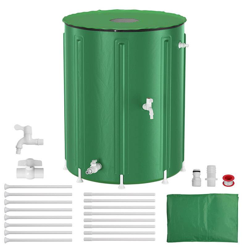 500L Regentonne Faltbar Grün mit Hahn – Regenwassertonne Regenfass Wassertank PVC Wasserspeicher für Garten