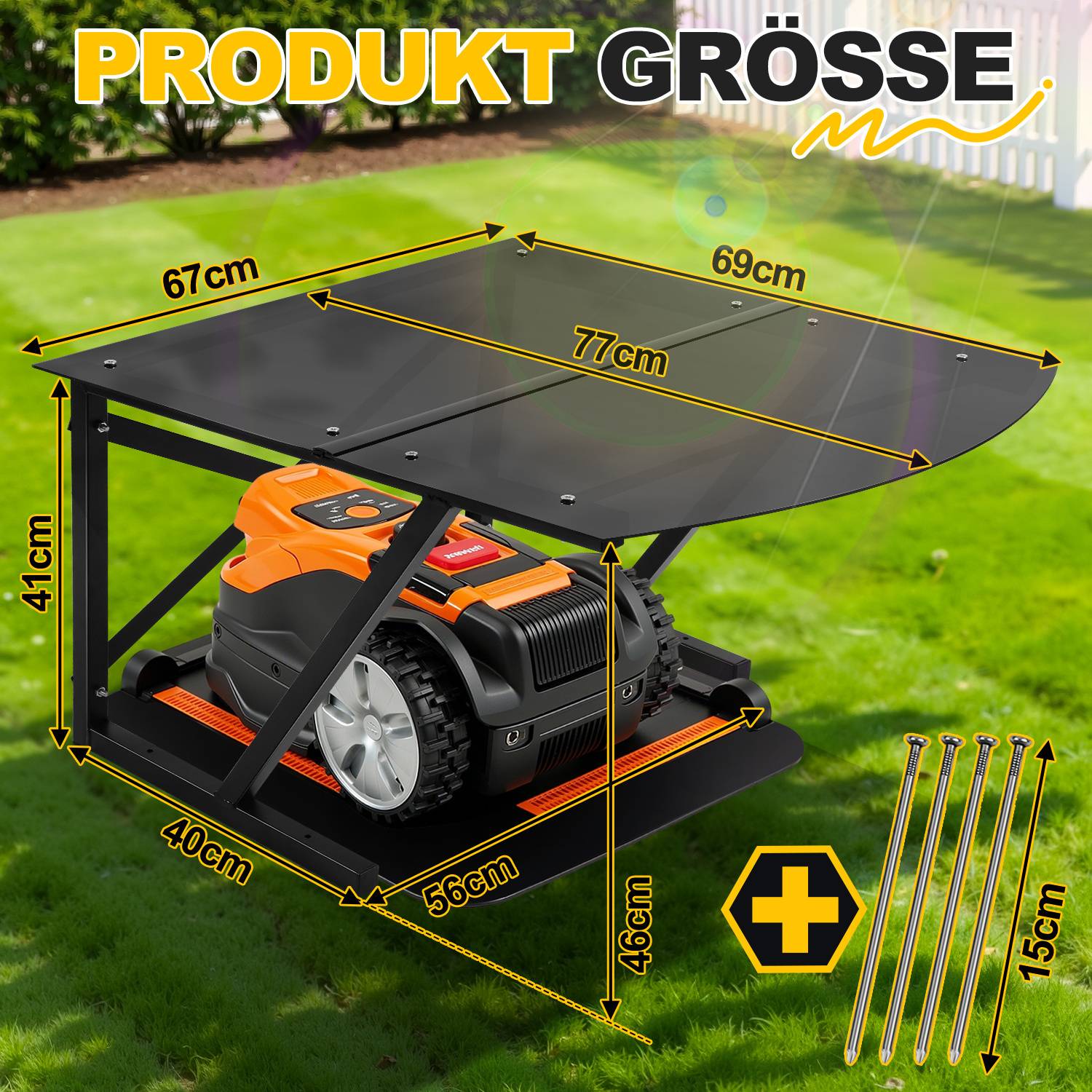 Rasenmäher Garage Gartengeräte Sonnenschutz Mähroboter Dach Mower Cover Profi 77*67*40cm