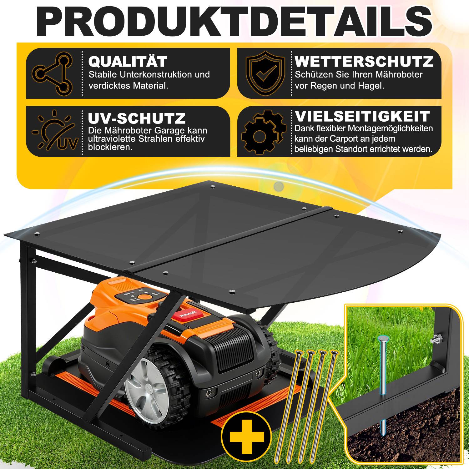 Rasenmäher Garage Rasen Roboter Mähroboter Dach UV-Schutz Mährobotergarage