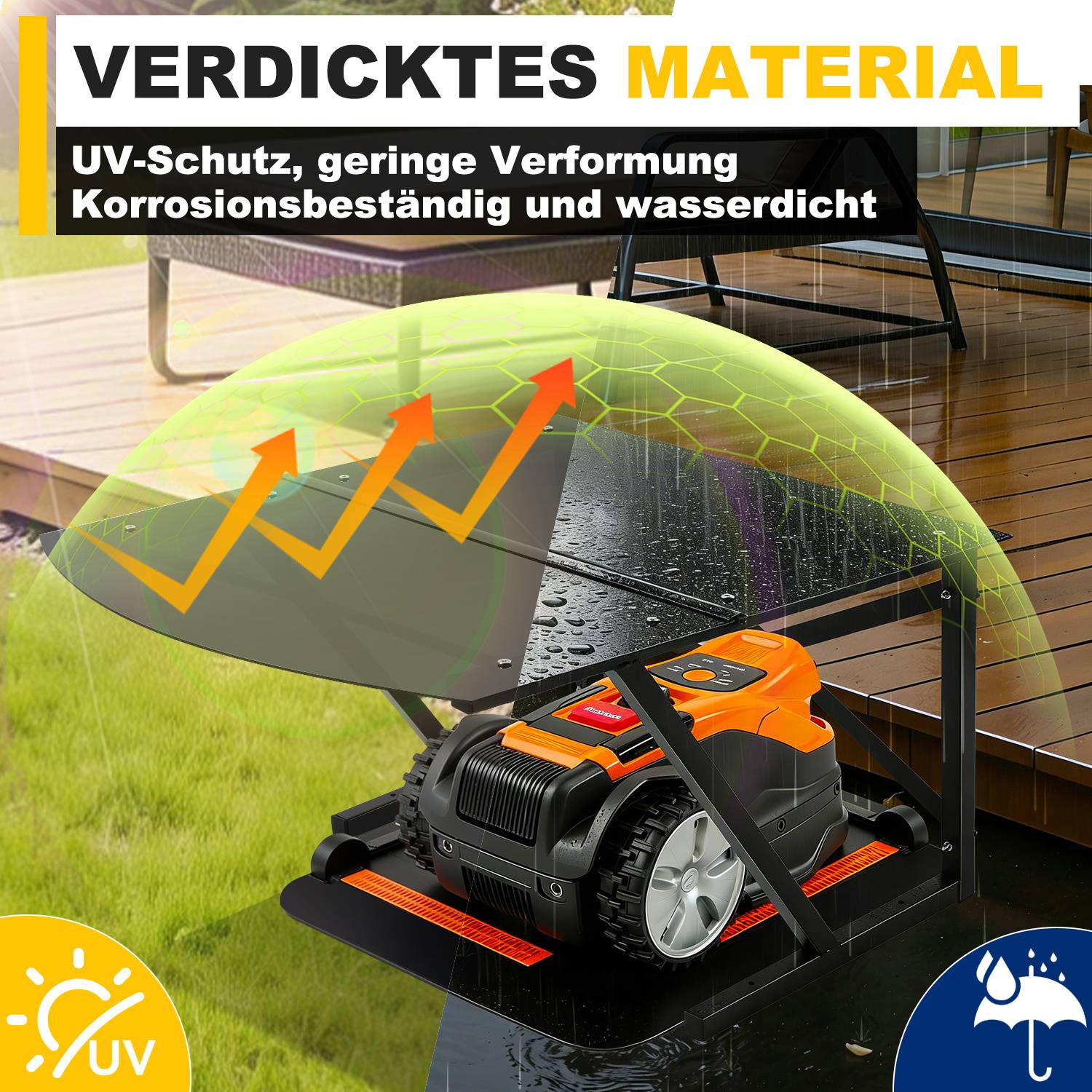 Rasenmäher Garage Rasen Roboter Mähroboter Dach UV-Schutz Mährobotergarage