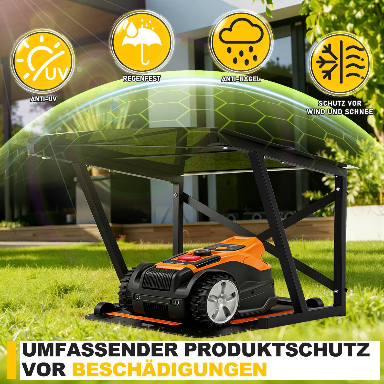 Rasenmäher Garage Rasen Roboter Mähroboter Dach UV-Schutz Mährobotergarage