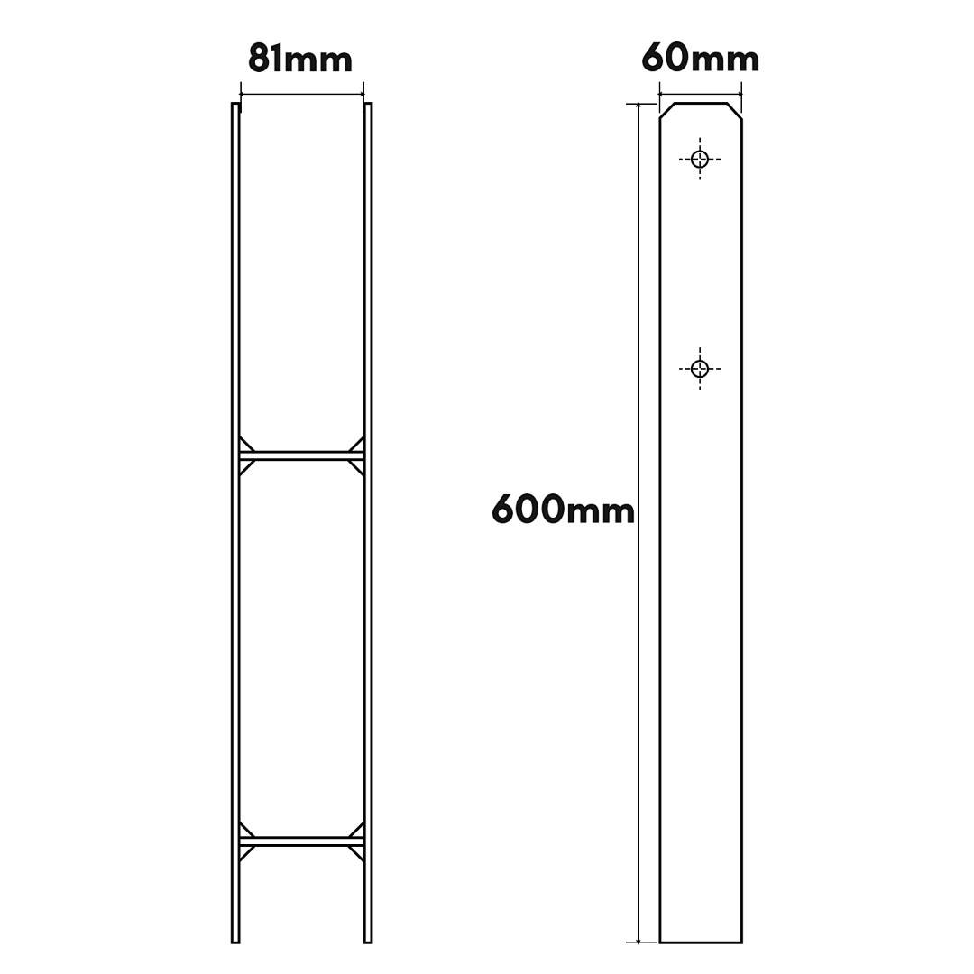 Pfostenanker H-Anker Set 12 Stk, 600 mm, 81 mm Stabile Bodenverankerung für Zaun, Pergola, Carport und Gartenbau
