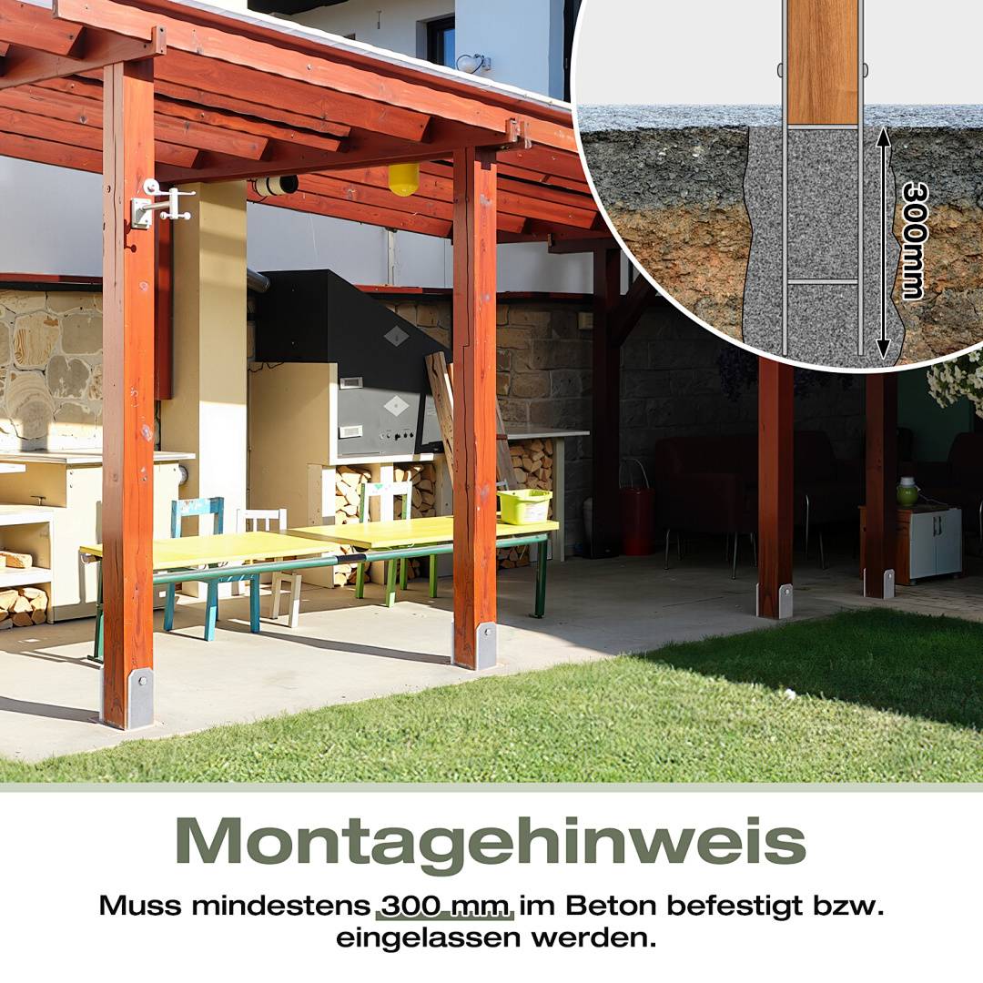 Pfostenanker Set 12 Stk für Holzpfosten, 600 mm, 101 mm Stabile H Anker Pfostenträger für Zaun, Pergola, Carport und Gartenbau