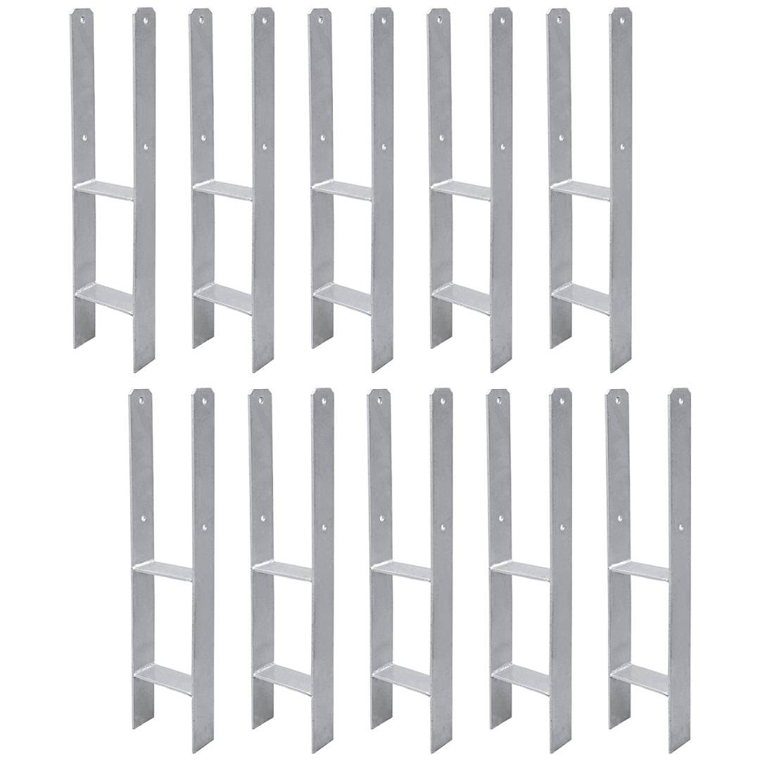 Pfostenanker H-Anker Set 10 Stk, 600 mm, 101 mm Stabile Bodenverankerung für Zaun, Pergola, Carport und Gartenbau