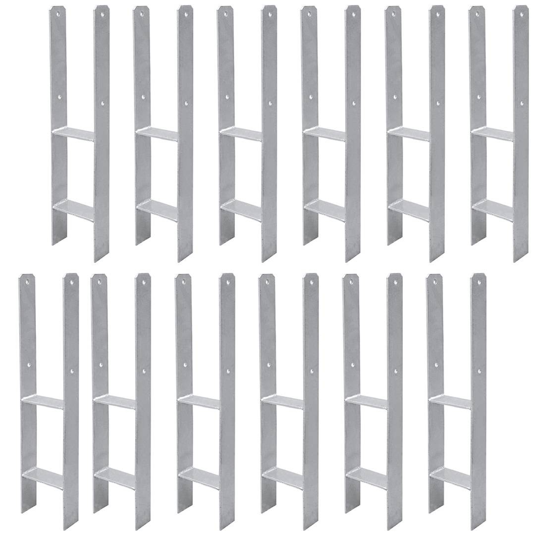 Pfostenanker Set 12 Stk für Holzpfosten, 600 mm, 101 mm Stabile H Anker Pfostenträger für Zaun, Pergola, Carport und Gartenbau