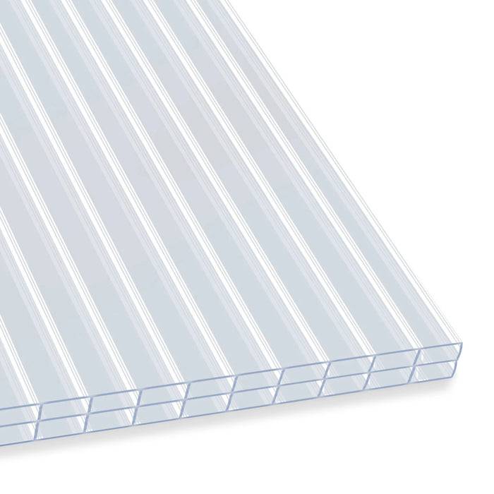 FLOORDIREKT Doppelstegplatte aus Polycarbonat - Stegplatte für Gewächshäuser - 6 mm Stärke - 60,5 x 121 cm - Transparent - 14er Set