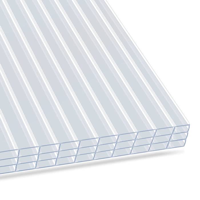 FLOORDIREKT Doppelstegplatte aus Polycarbonat - Stegplatte für Gewächshäuser - 16 mm Stärke - 60,5 x 121 cm - Transparent - 14er Set