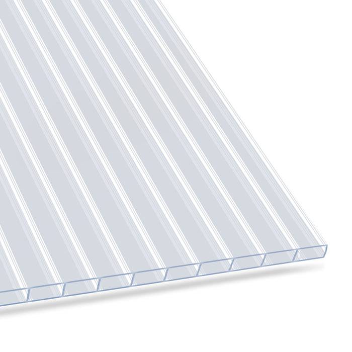 FLOORDIREKT Doppelstegplatte aus Polycarbonat - Stegplatte für Gewächshäuser - 4 mm Stärke - 60,5 x 121 cm - Transparent - 14er Set