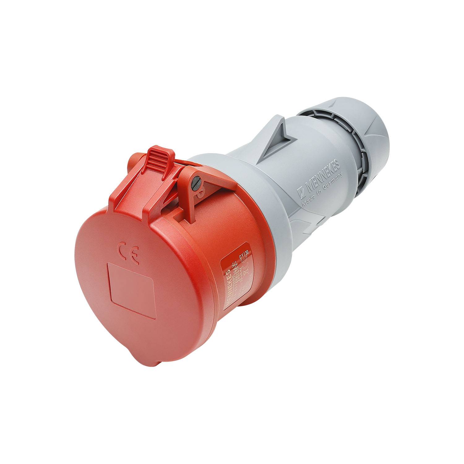Mennekes CEE, 5-pol , Kunststoff-, Schraubkontakt-Kabelbuchse, vernickelte(r) Kontakt(e), gerade, max. 6 mm², rot