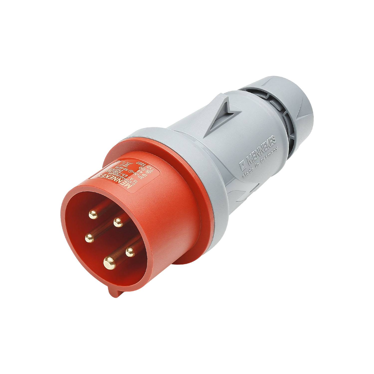 Mennekes CEE, 5-pol , Kunststoff-, Schraubkontakt-Kabelstecker, vernickelte(r) Kontakt(e), gerade, max. 2,5 mm², rot