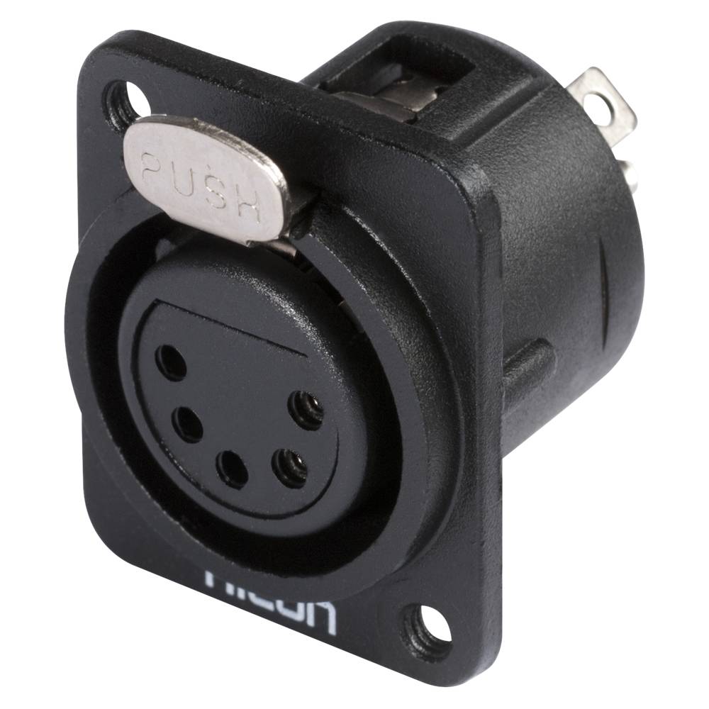 HICON XLR, 5-pol , Metall-, Löttechnik-Einbaubuchse, versilberte(r) Kontakt(e), Type D M3, schwarz