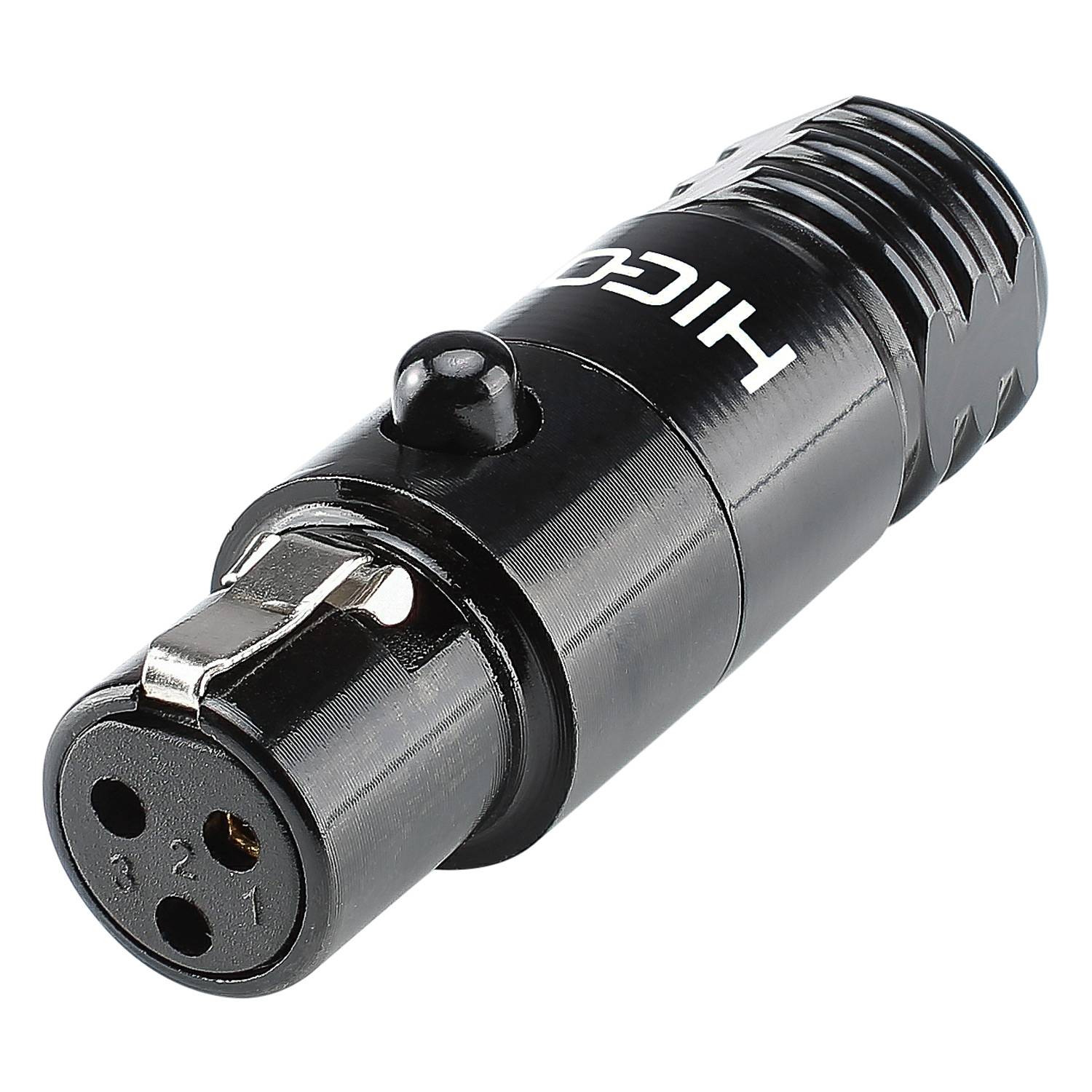 HICON Mini-XLR kompakt, 3-pol , Metall-, Löttechnik-Kabelbuchse, vergoldete(r) Kontakt(e), gerade, schwarz