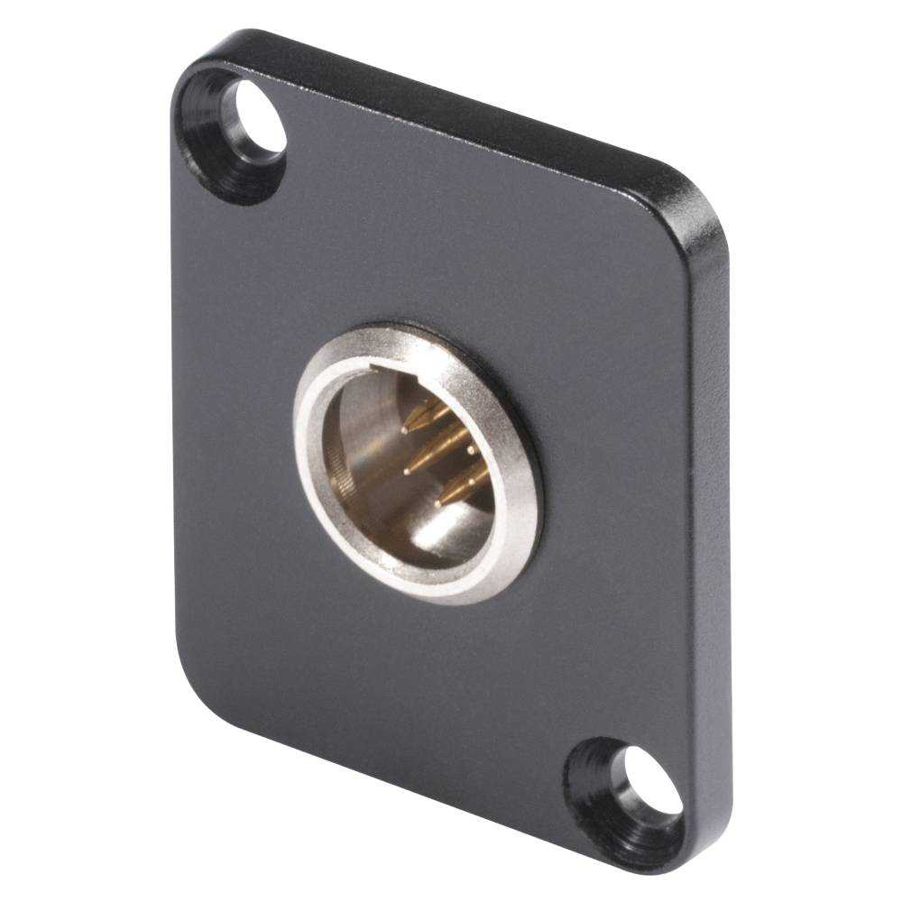 HICON Mini-XLR, 5-pol , Metall-, Löttechnik-Einbaustecker, vergoldete(r) Kontakt(e), Type D, grau