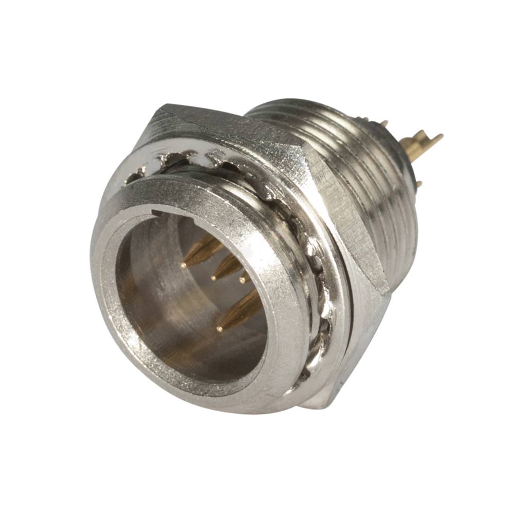 HICON Mini-XLR, 4-pol , Metall-, Löttechnik-Einbaustecker, vergoldete(r) Kontakt(e), Gewinde 10,9 mm, nickel