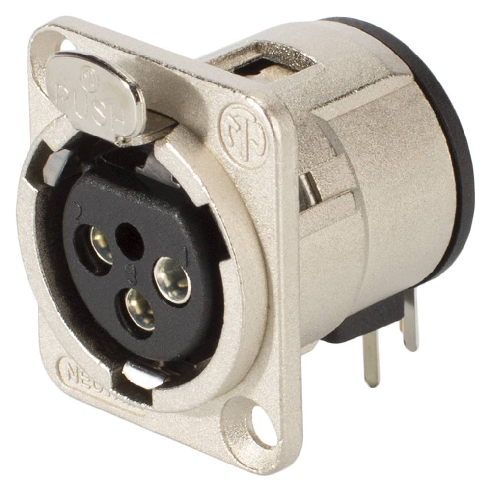 NEUTRIK® XLR, 3-pol , Metall-, Printtechnik horizontal-Einbaubuchse, versilberte(r) Kontakt(e), Type D, nickel