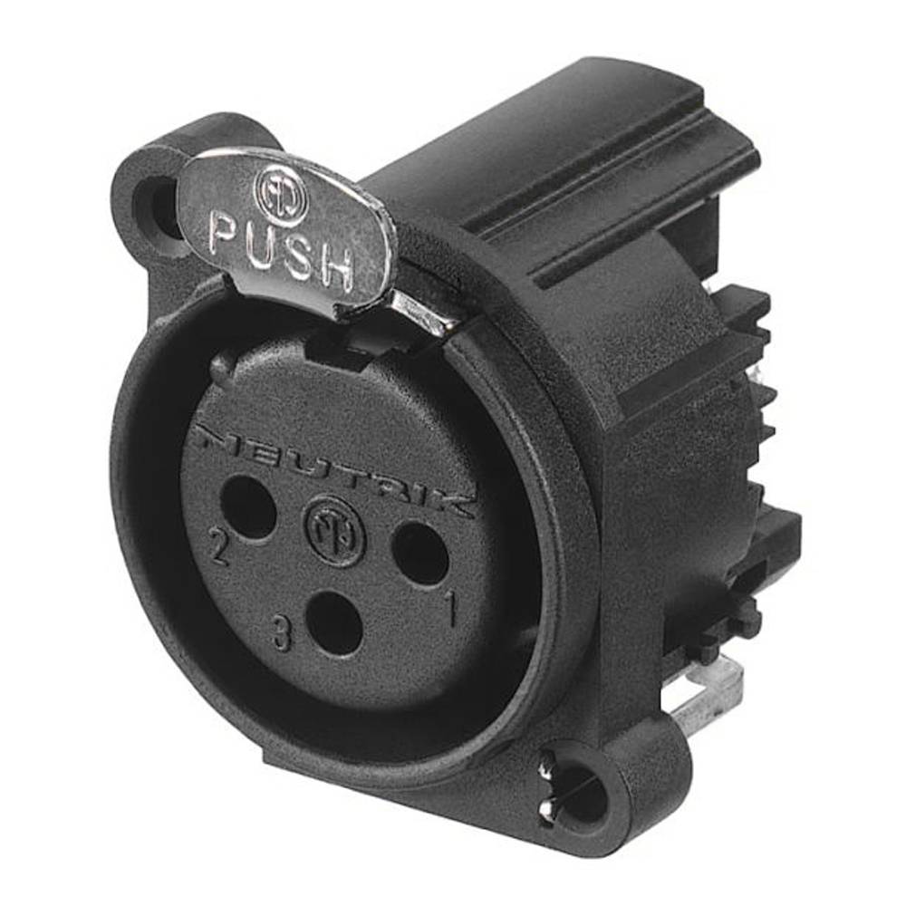 NEUTRIK® XLR, 3-pol , Kunststoff-, Printtechnik horizontal-Einbaubuchse, vergoldete(r) Kontakt(e), Type A, schwarz