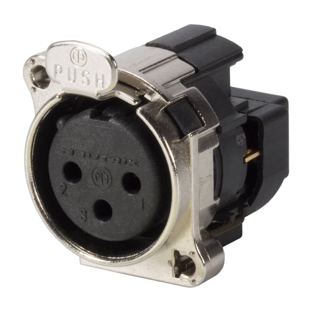 NEUTRIK® XLR, 3-pol , Kunststoff-, Crimp-Einbaubuchse, vergoldete(r) Kontakt(e), Type B, nickel