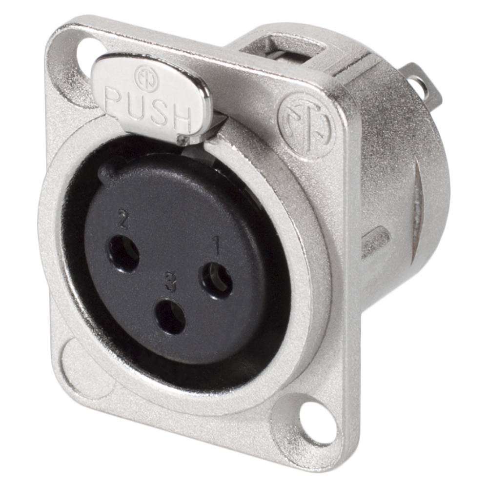 NEUTRIK® XLR, 3-pol , Metall-, Löttechnik-Einbaubuchse, versilberte(r) Kontakt(e), Type D, nickel
