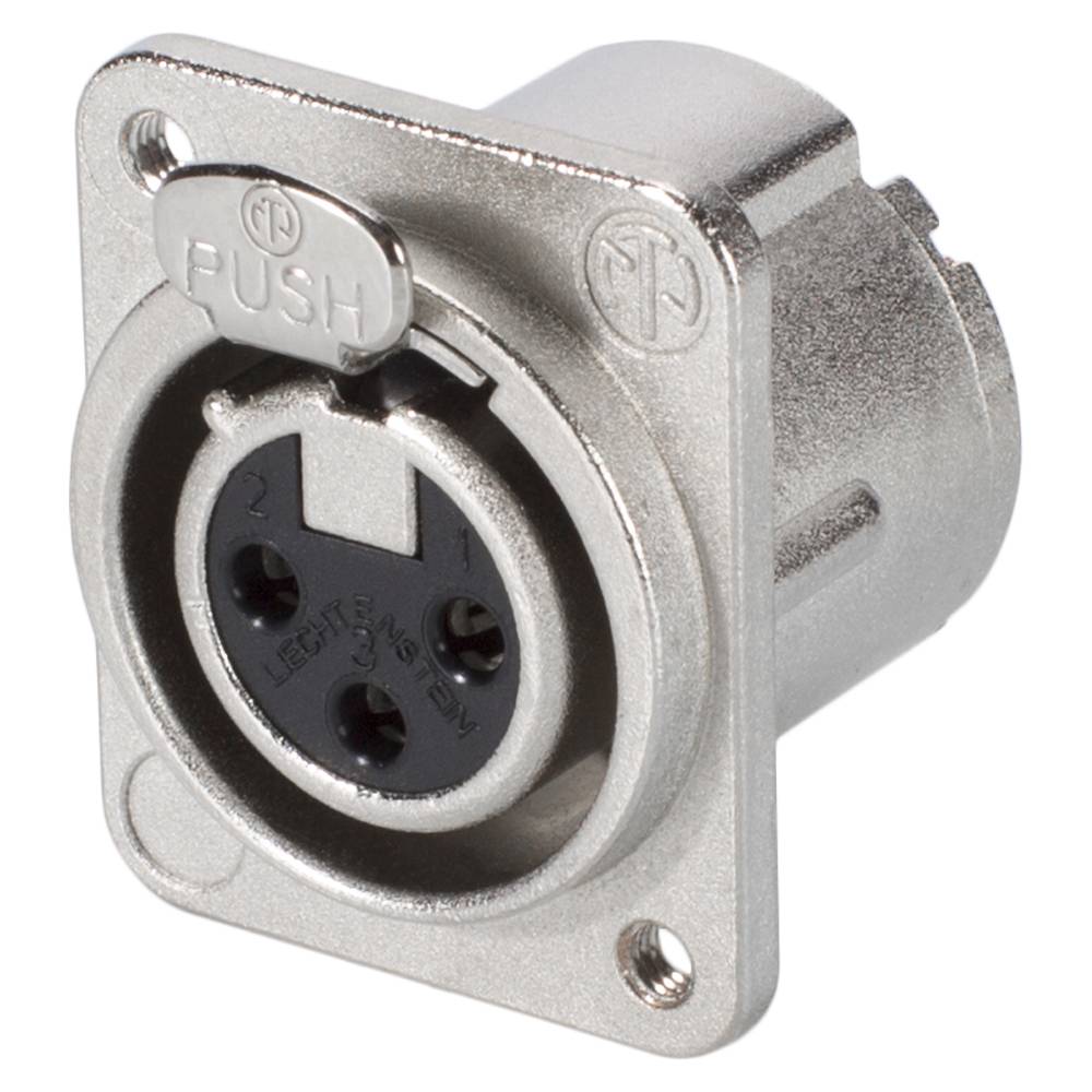 NEUTRIK® XLR, 3-pol , Metall-, Löttechnik-Einbaubuchse, versilberte(r) Kontakt(e), Type D M3, nickel