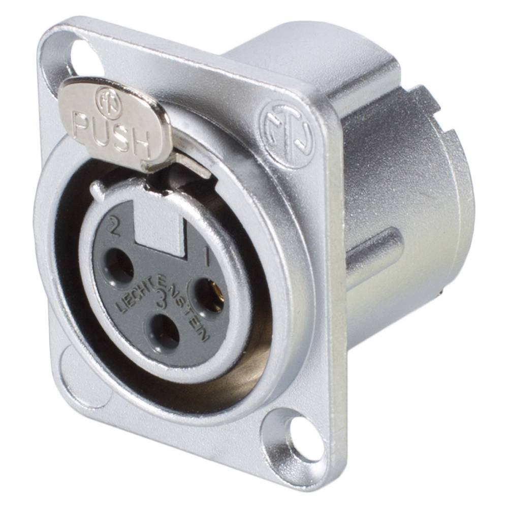NEUTRIK® XLR, 3-pol , Metall-, Löttechnik-Einbaubuchse, vergoldete(r) Kontakt(e), Type D, chromfarben