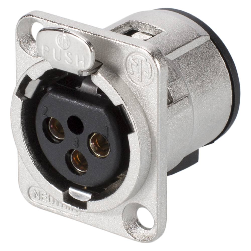 NEUTRIK® XLR, 3-pol , Metall-, Printtechnik vertikal-Einbaubuchse, versilberte(r) Kontakt(e), Type D, nickel