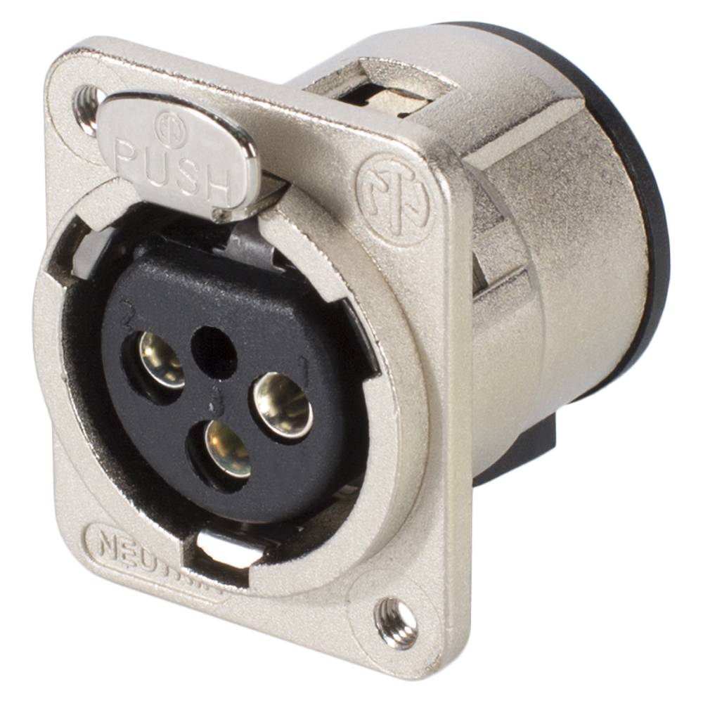 NEUTRIK® XLR, 3-pol , Metall-, Printtechnik vertikal-Einbaubuchse, versilberte(r) Kontakt(e), Type D, nickel