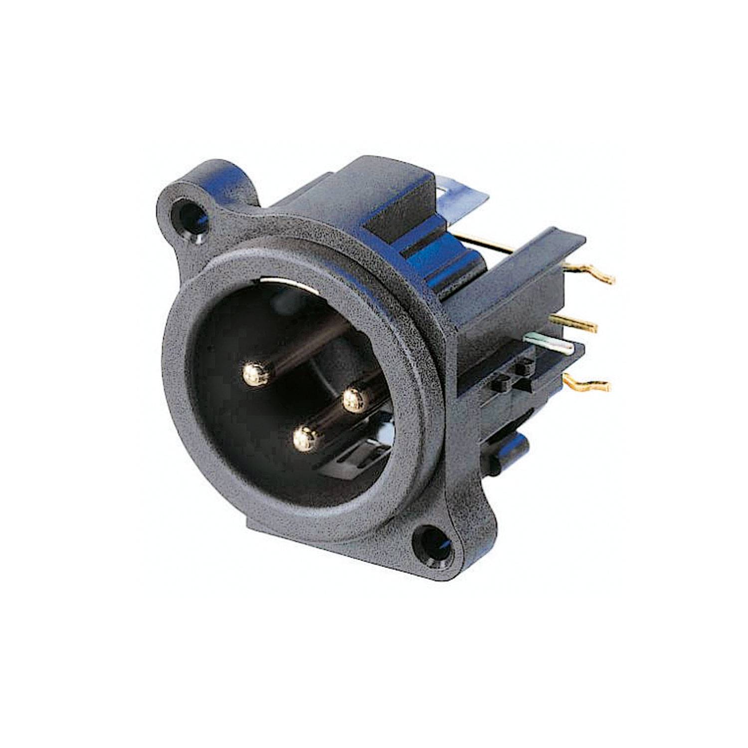 NEUTRIK® XLR, 3-pol , Kunststoff-, Printtechnik horizontal rechts-Einbaustecker, hartvergoldete(r) Kontakt(e), Type A, schwarz