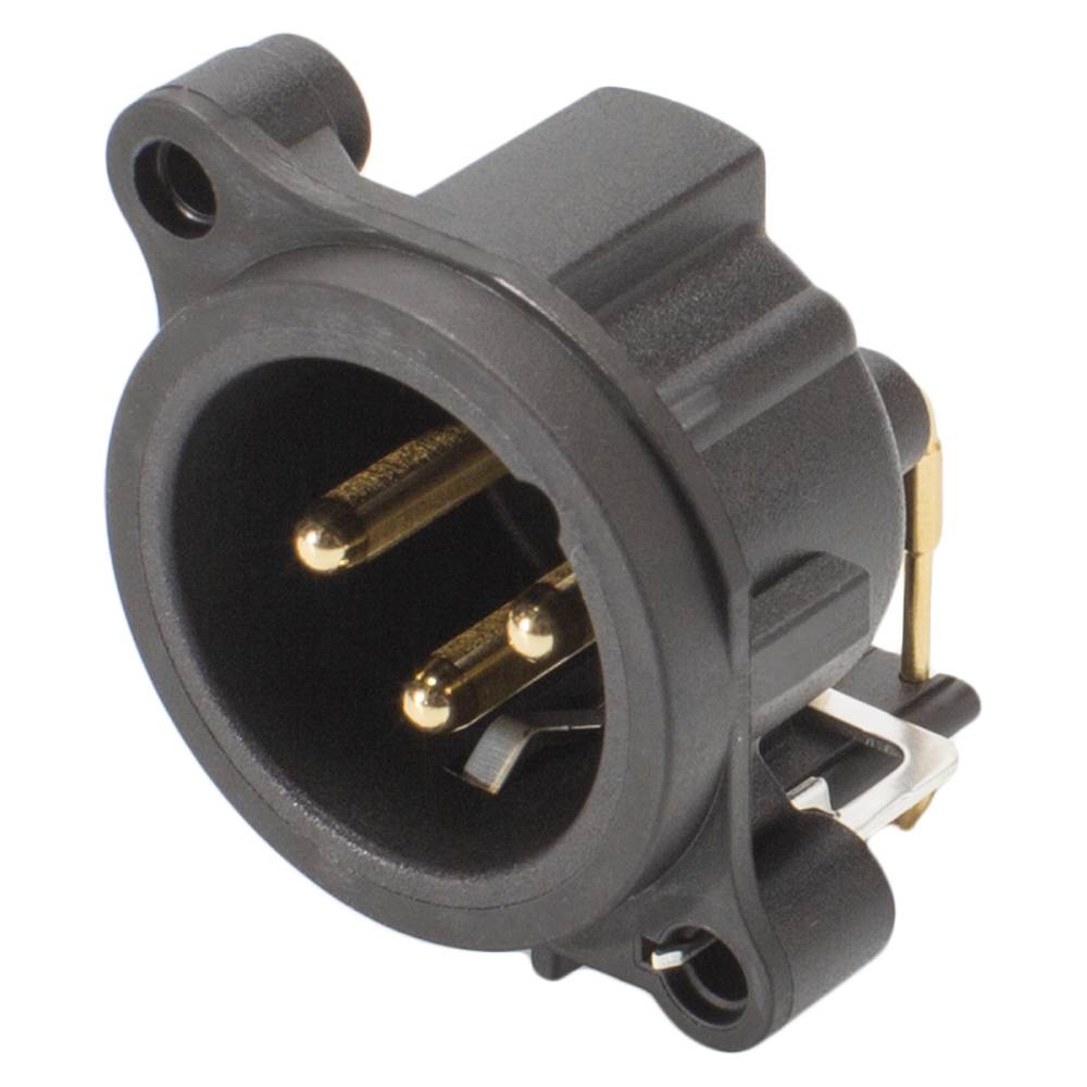 NEUTRIK® XLR, 3-pol , Kunststoff-, Printtechnik horizontal-Einbaustecker, vergoldete(r) Kontakt(e), Type A, grau