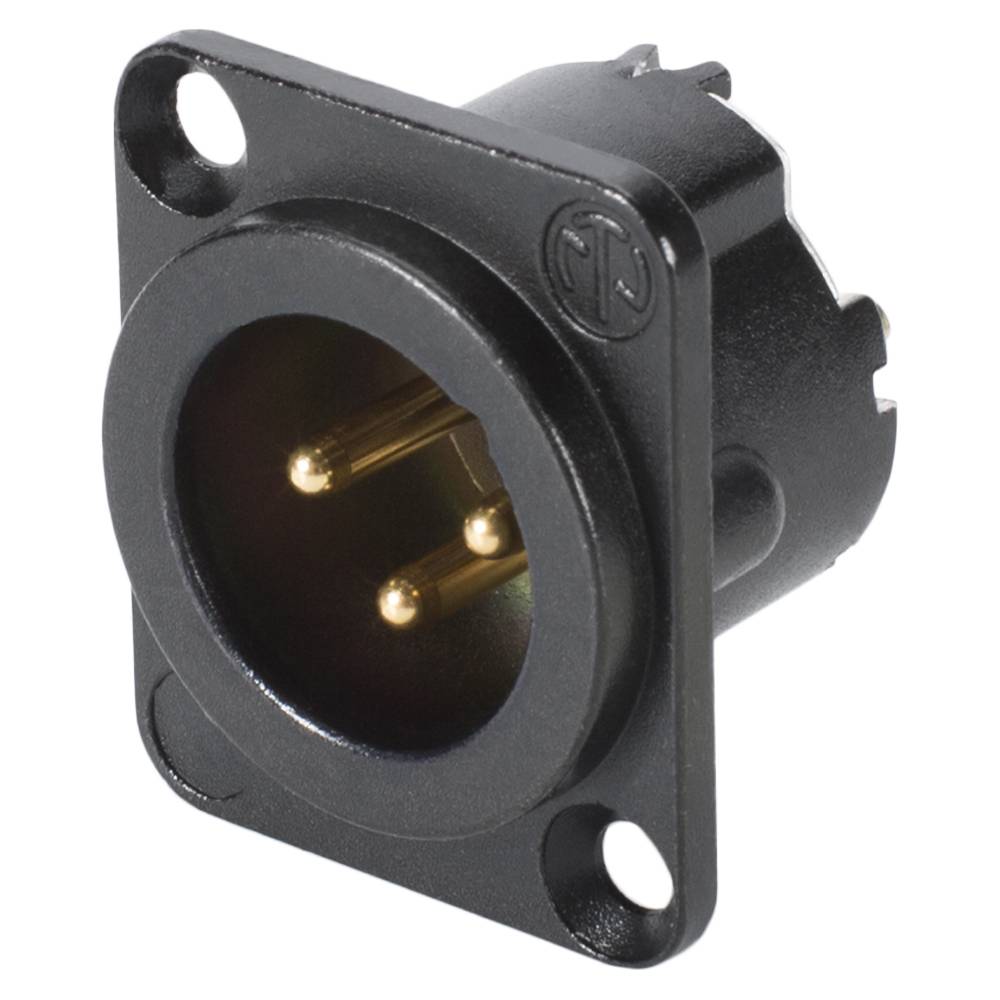 NEUTRIK® XLR, 3-pol , Metall-, Löttechnik-Einbaustecker, vergoldete(r) Kontakt(e), Type D, schwarz