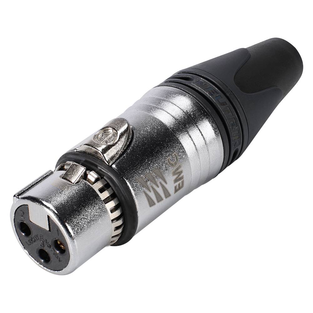 NEUTRIK® XLR, 3-pol , Velvet-Chrom-Gehäuse-, Löttechnik-Kabelbuchse, vergoldete(r) Kontakt(e), gerade, chromfarben