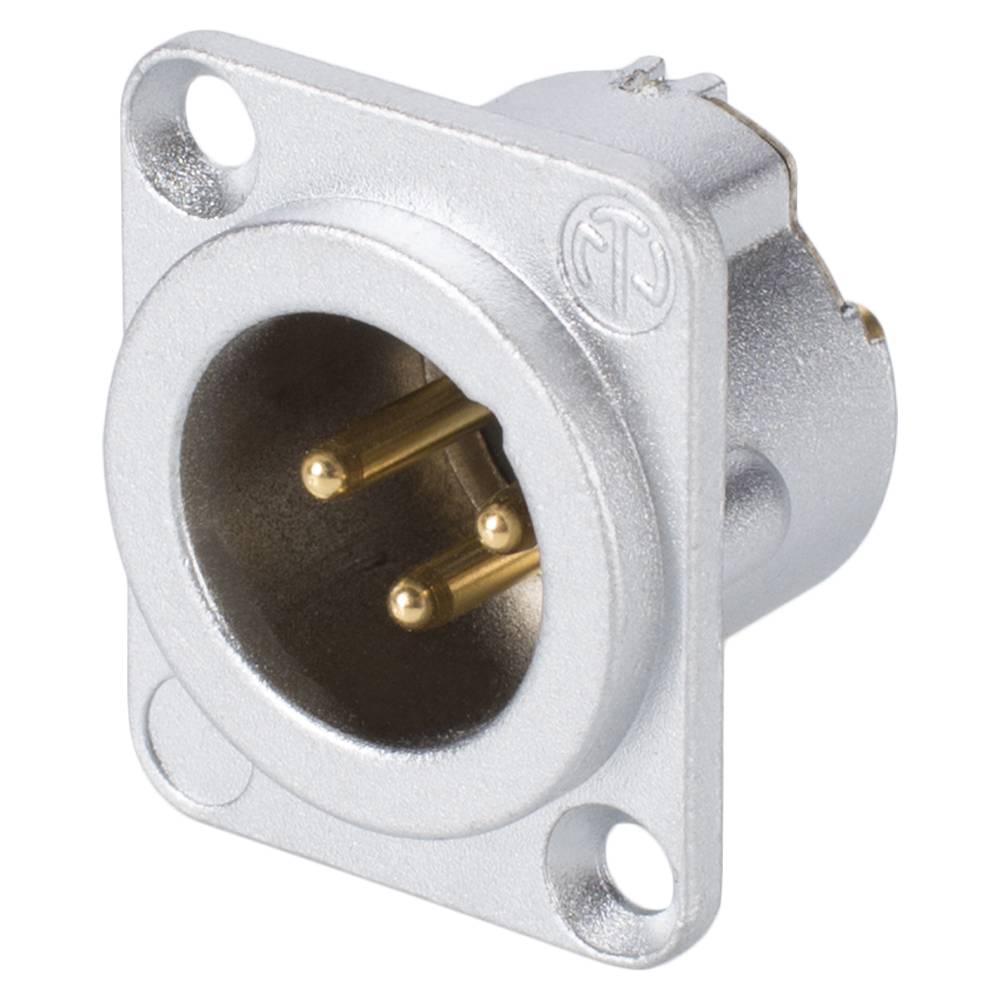 NEUTRIK® XLR, 3-pol , Metall-, Löttechnik-Einbaustecker, vergoldete(r) Kontakt(e), Type D, chromfarben