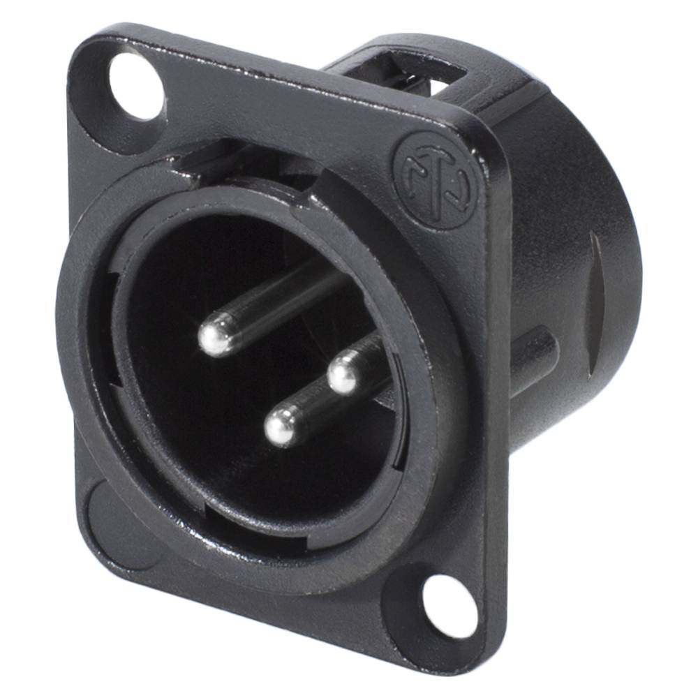 NEUTRIK® XLR, 3-pol , Metall-, Löttechnik-Einbaustecker, versilberte(r) Kontakt(e), Type D, schwarz
