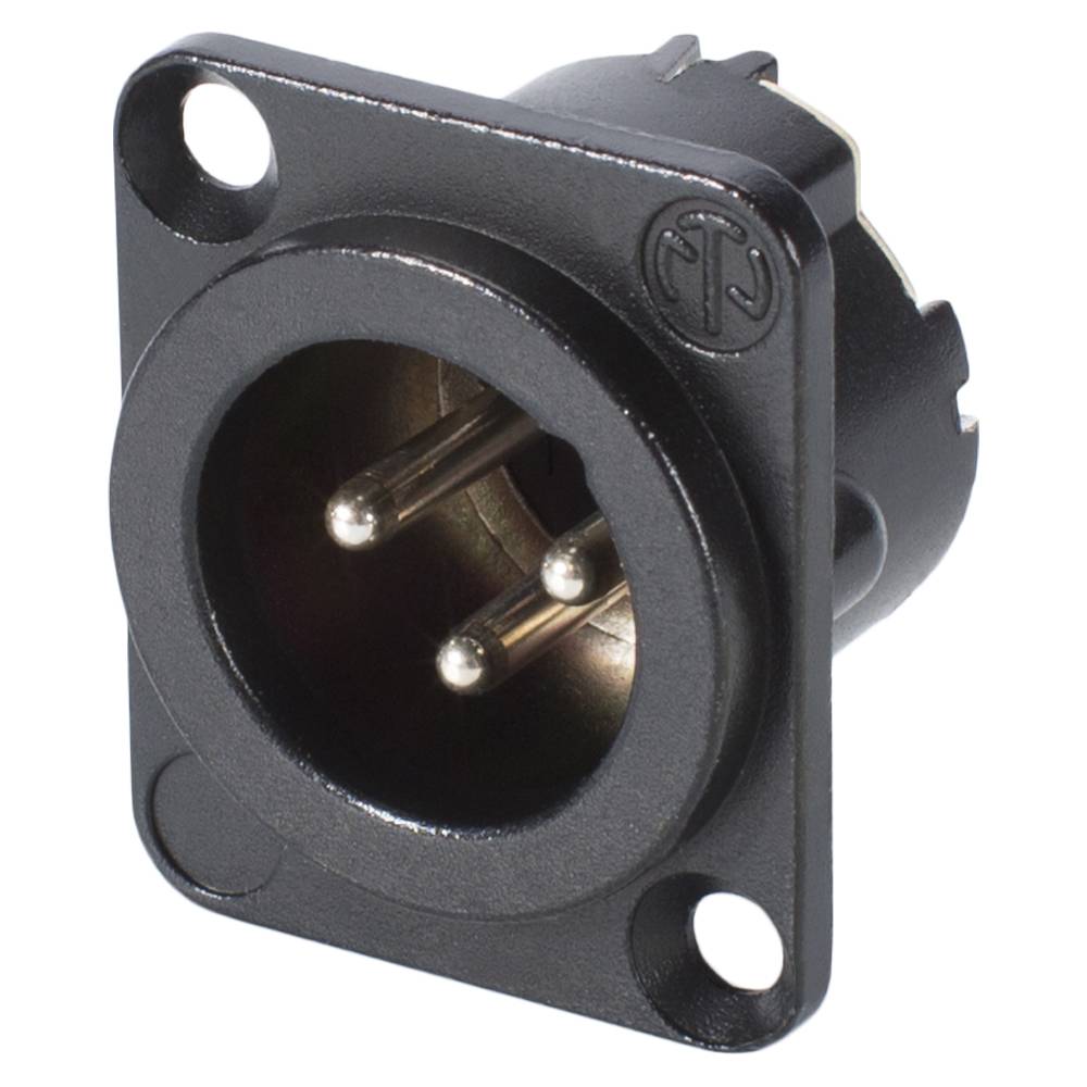 NEUTRIK® XLR, 3-pol , Metall-, Löttechnik-Einbaustecker, versilberte(r) Kontakt(e), Type D, schwarz