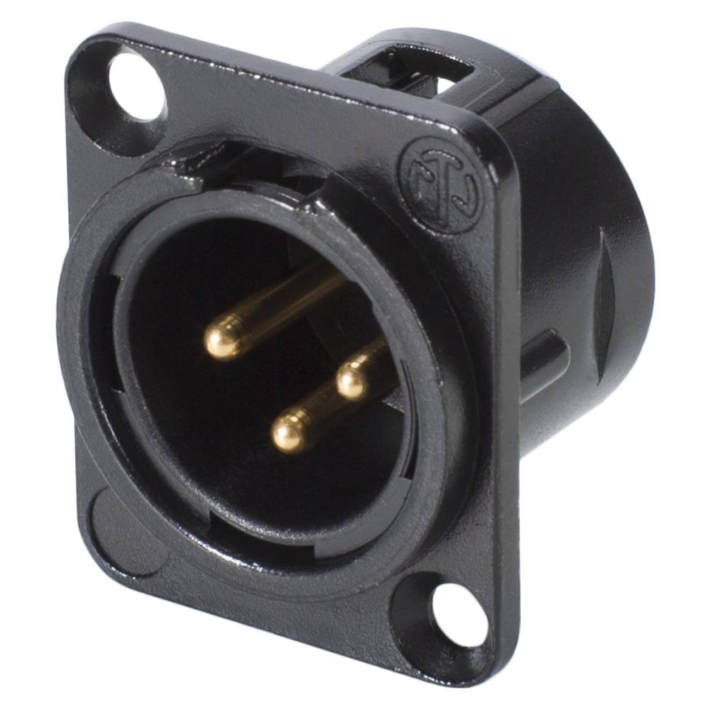 NEUTRIK® XLR, 3-pol , Metall-, Löttechnik-Einbaustecker, vergoldete(r) Kontakt(e), Type D, schwarz