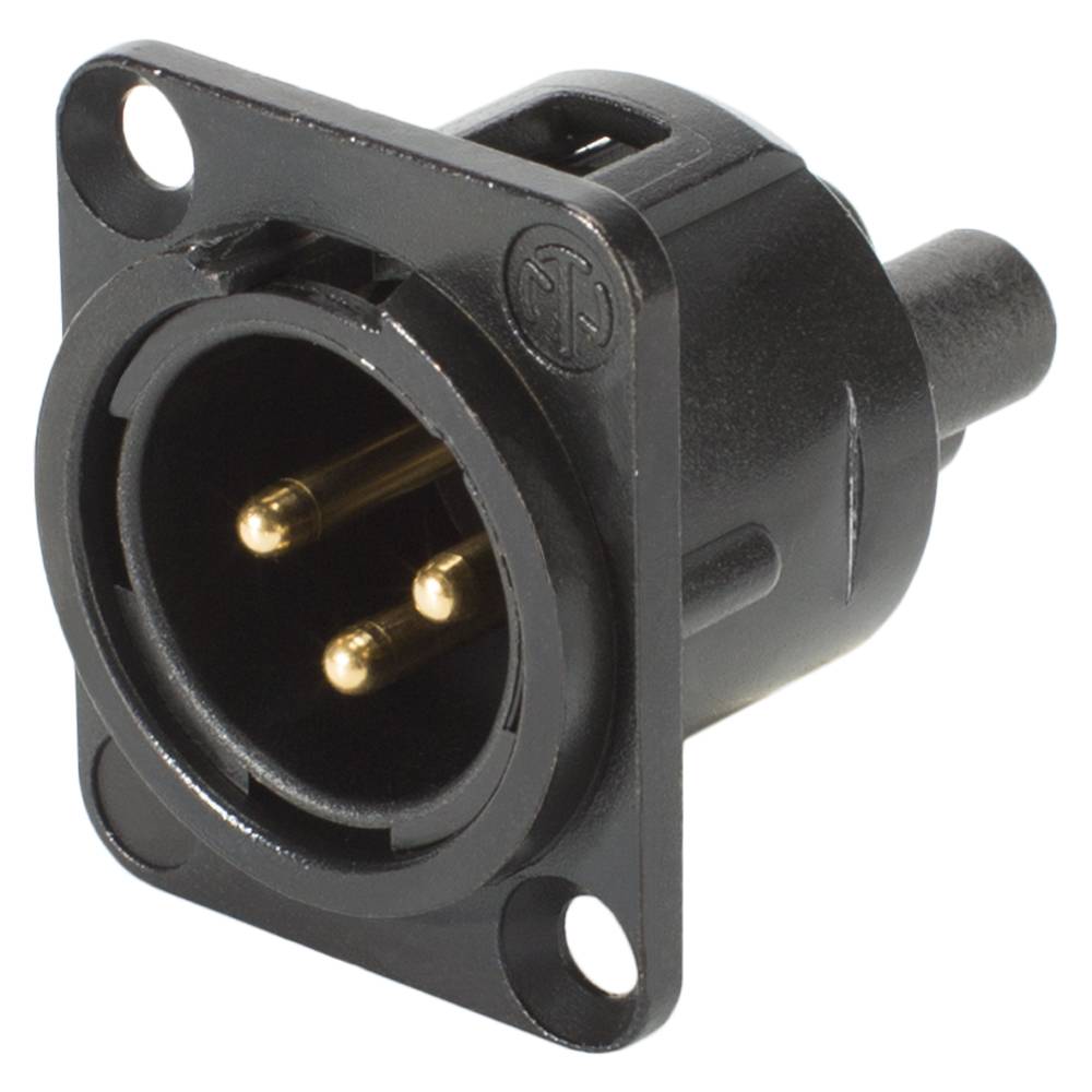 NEUTRIK® XLR, 3-pol , Metall-, Schraubkontakt-Einbaustecker, vergoldete(r) Kontakt(e), Type D, schwarz