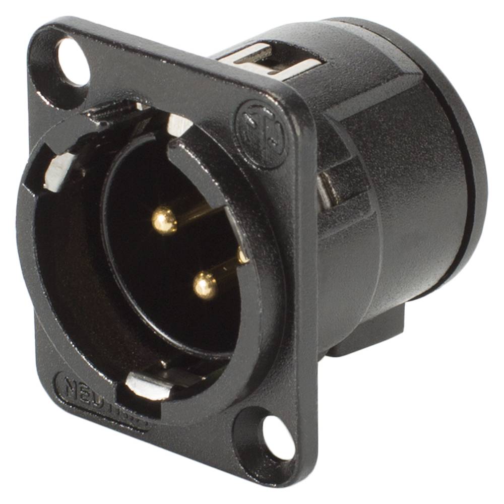 NEUTRIK® XLR, 3-pol , Metall-, Printtechnik vertikal-Einbaustecker, vergoldete(r) Kontakt(e), Type D, schwarz