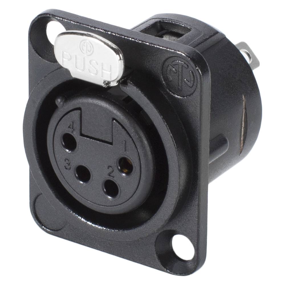 NEUTRIK® XLR, 4-pol , Metall-, Löttechnik-Einbaubuchse, vergoldete(r) Kontakt(e), Type D, schwarz